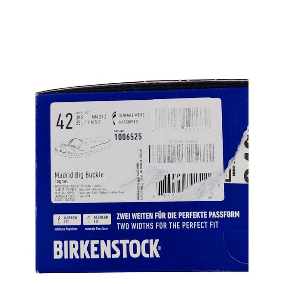 NWB Birkenstock Madrid Big Buckle Cognac Leather Slides Sandals Womens US 11 - Picture 4 of 5